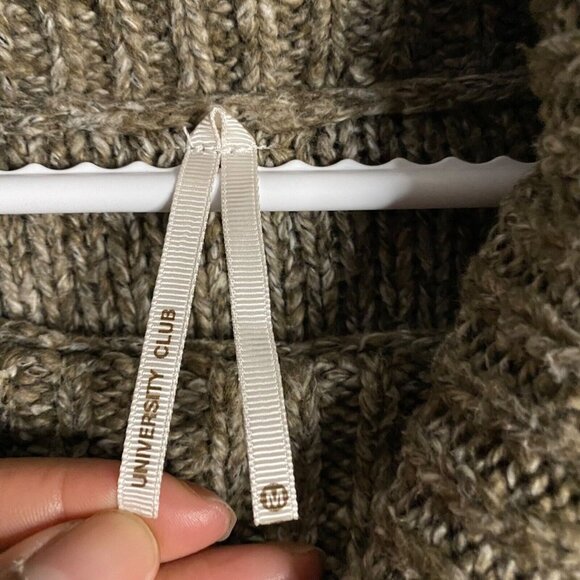 University Club Women’s Brown Cowl Neck Button Accent Sweater - Picture 5 of 8